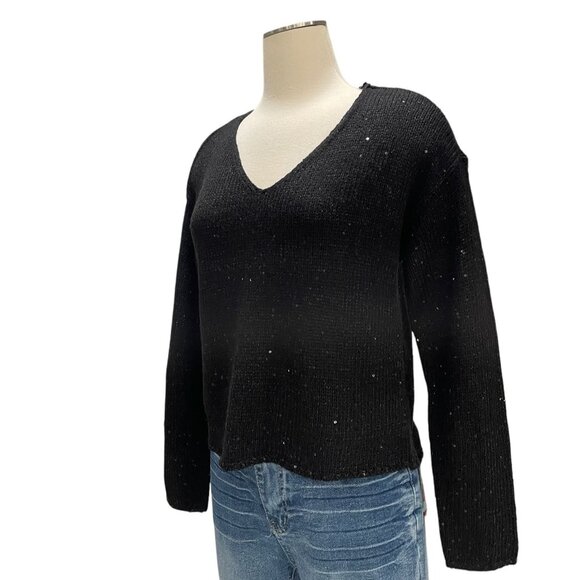 Vero Moda Black Sparkle Long Sleeve Pullover Sweater S Casual Work Minimalist - Picture 7 of 9